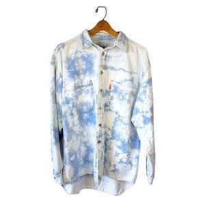 Levi Denim Shirt Dyed Upcycled Cotton Size Medium Unisex Long Sleeve